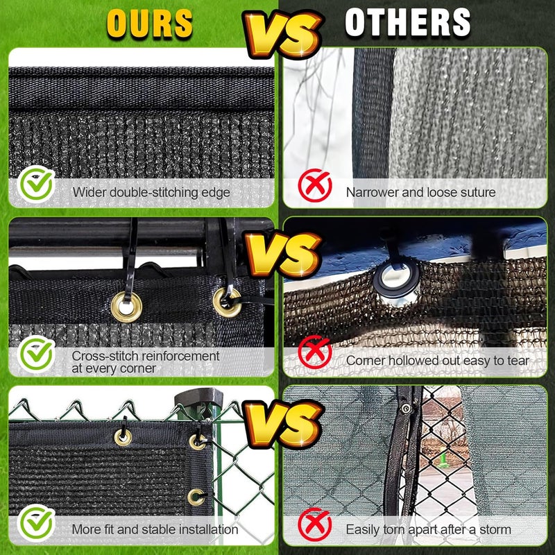 DenForste Privacy Fence Screen,with Gloves, 5X50FT Heavy Duty 220GSM 98% Blockage Privacy Screen Fence for Outdoor Wall Garden Yard Backyard (Black) - Image 3